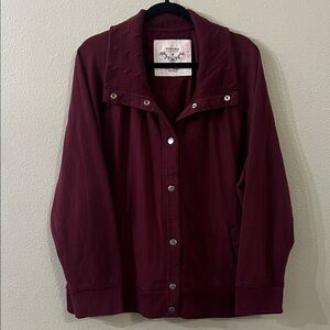 Sonoma Maroon Sweater Textured Collar Jacket EUC